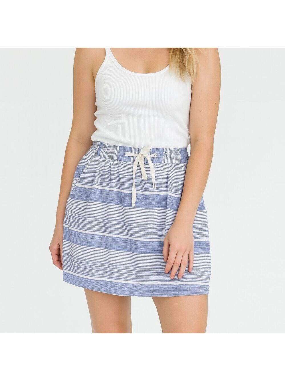 GAP Striped Mini Skirt S Blue White Tie Waist Lined Summercore Coastal Cute